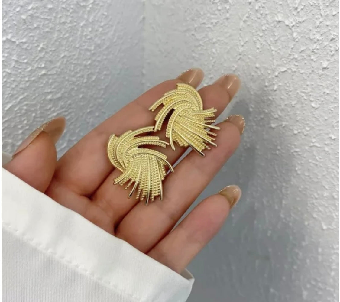Golden Luxe Swirl Statement Earrings
