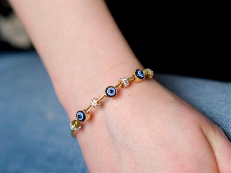 Golden Glimmer Evil Eye Bracelet