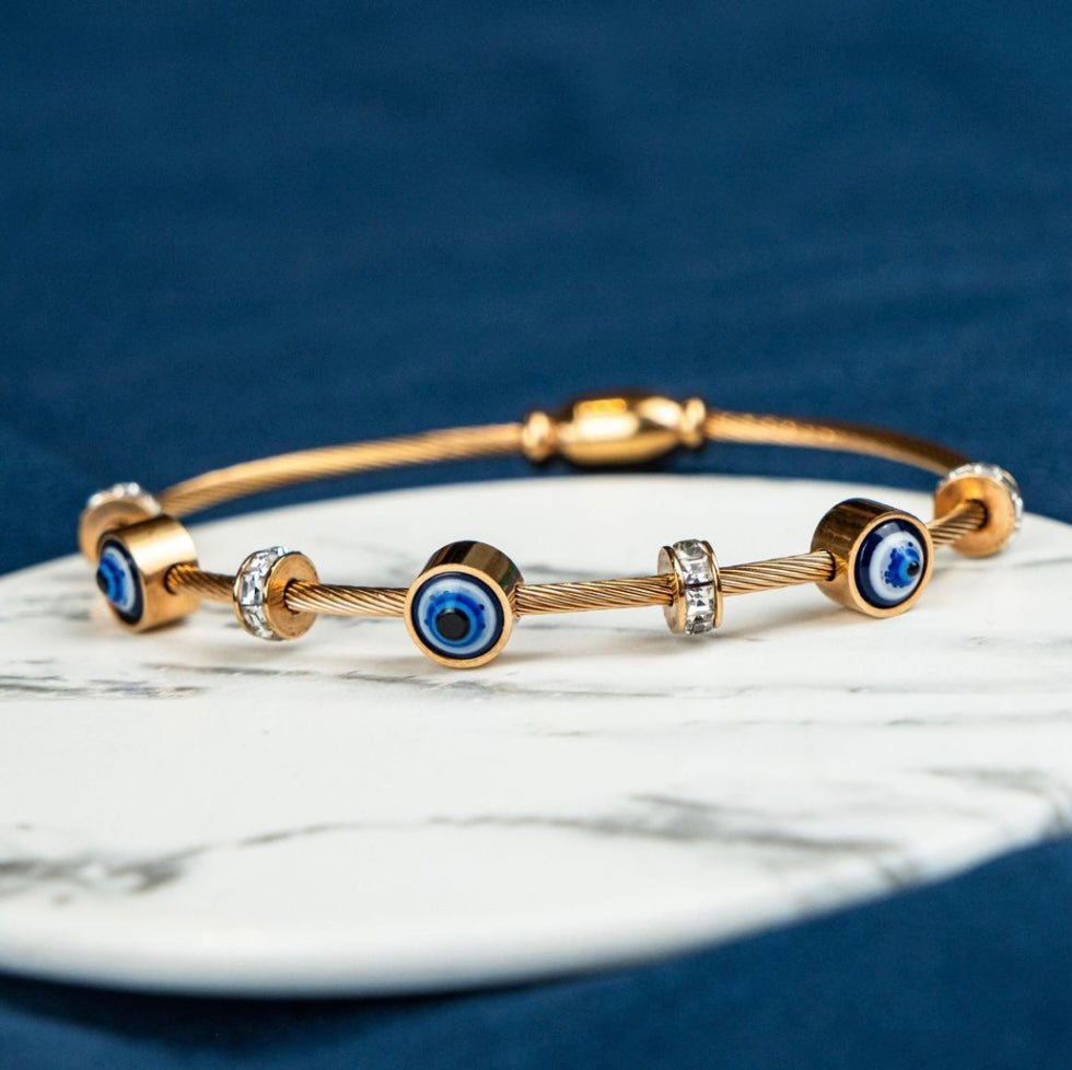 Golden Glimmer Evil Eye Bracelet