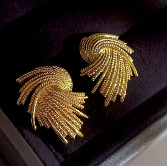 Golden Luxe Swirl Statement Earrings