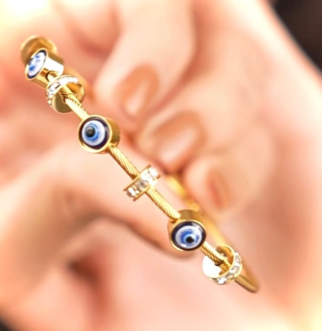 Golden Glimmer Evil Eye Bracelet