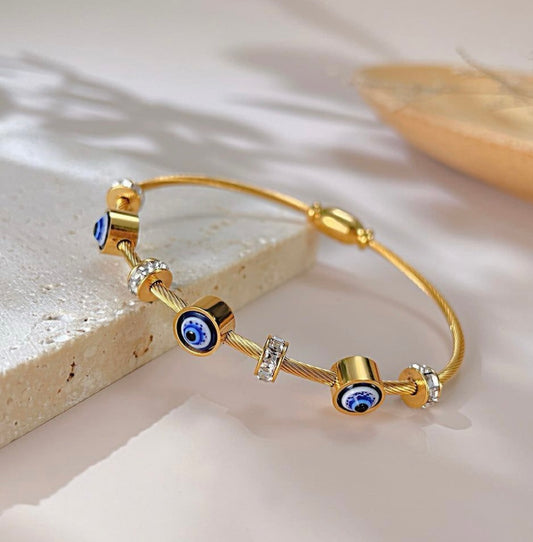 Golden Glimmer Evil Eye Bracelet